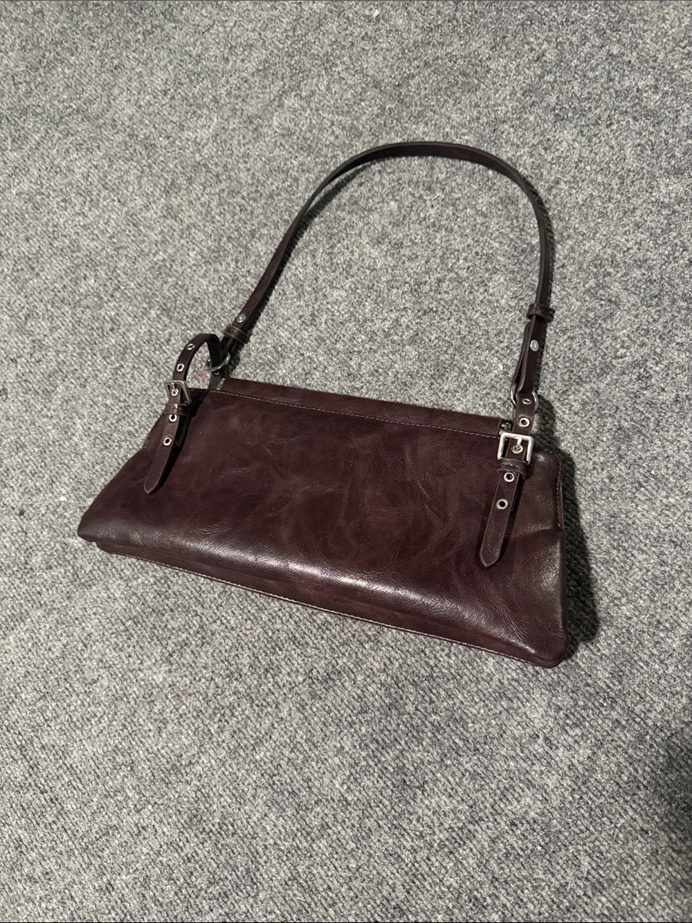 Zara Faux-Leather Shoulder Bag in Brown/Deep Burgundy